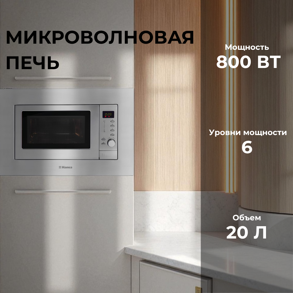 Встраиваемая микроволновая печь Hansa AMGB20E2GX - фото 2