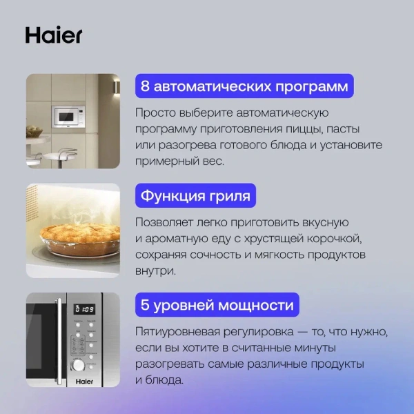 Встраиваемая микроволновая печь Haier HMX-BDG259LX - фото 4