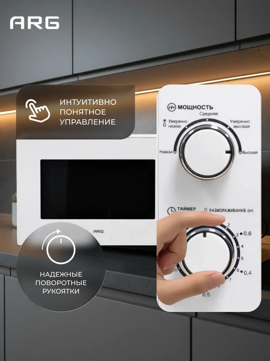 СВЧ-печь  ARG MM720CBU(8U) White - фото 5