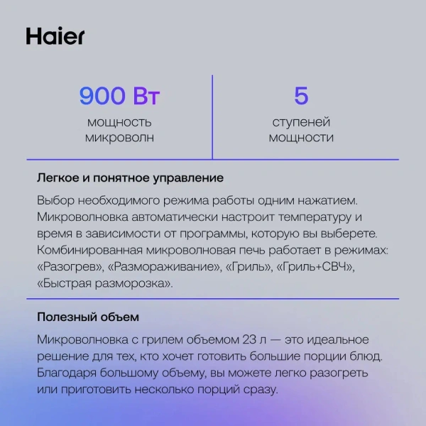Микроволновая печь Haier HMG-DG239BA TD0045533 - фото 7