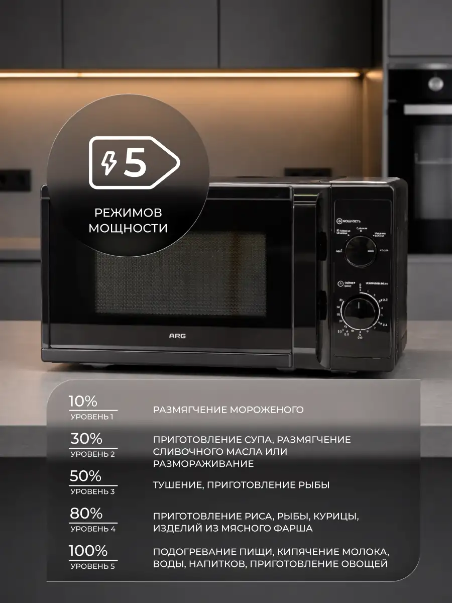 СВЧ-печь ARG MM720CPW(8U) Black - фото 6