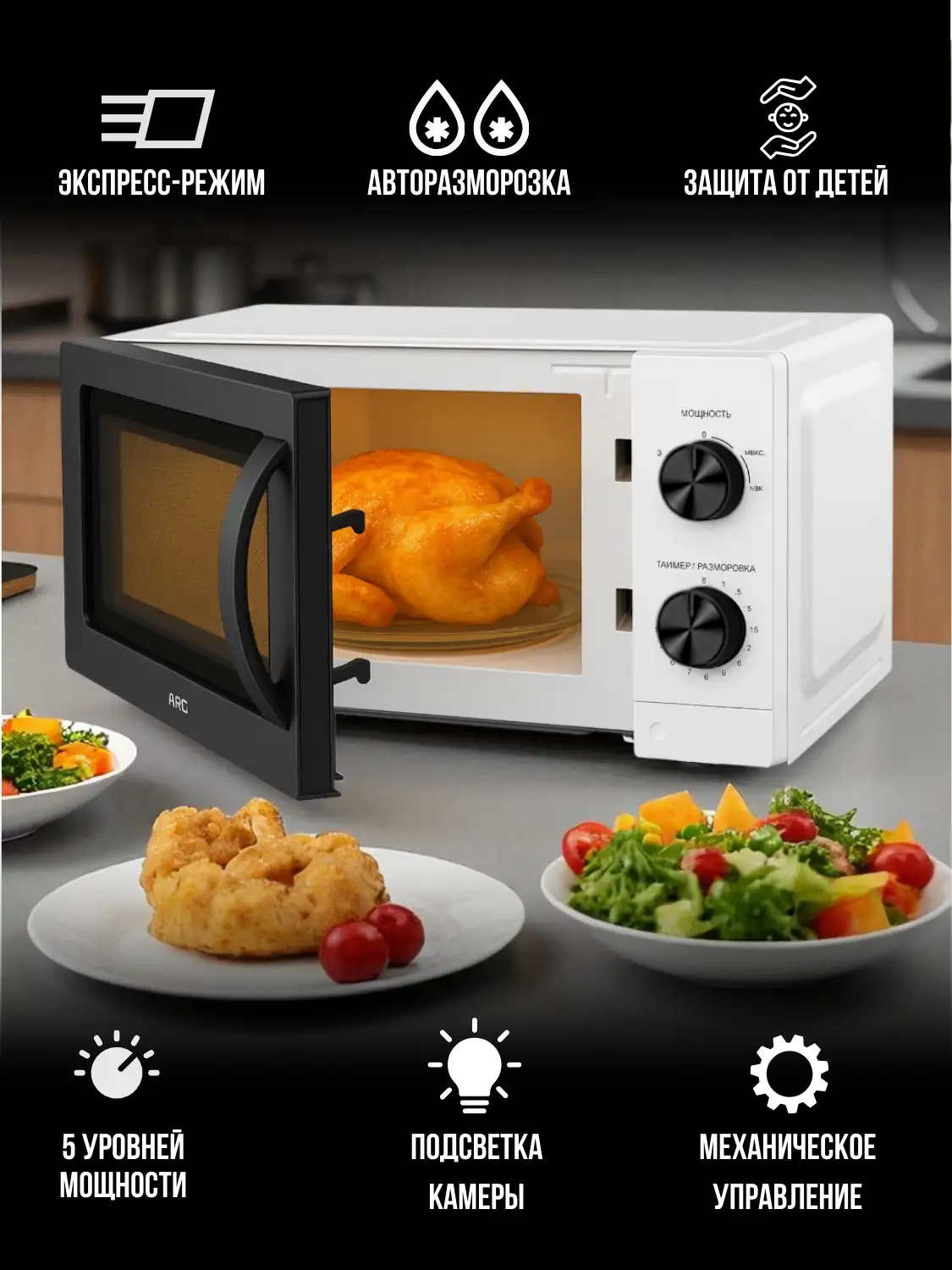 СВЧ-печь ARG MM7P012LW(PK) White - фото 6