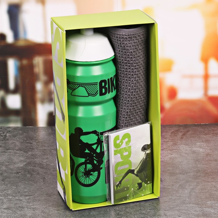 Набор «Bike»: бутылка для воды 800 мл, полотенце, блокнот 