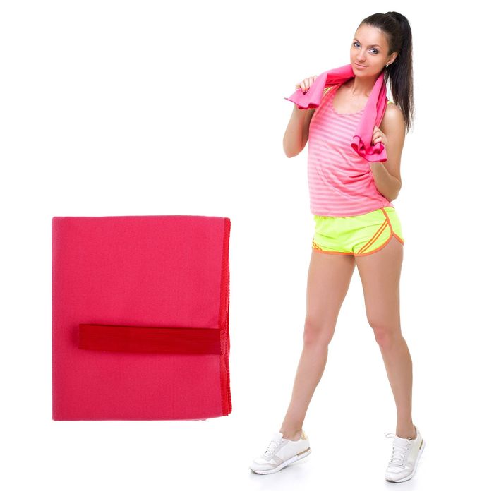 Спортивное полотенце ONLITOP, размер 80*130 см (вид 2), розовый, 200 г/м2 