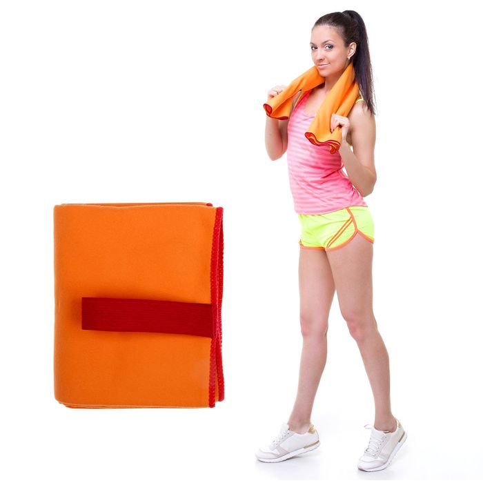 Спортивное полотенце ONLITOP, размер 70х90 см (вид 2), оранжевый, 200 г/м2 