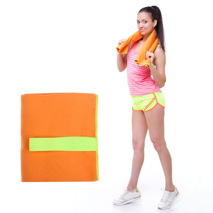 Спортивное полотенце ONLITOP, размер 80х130 см, оранжевый, 200 г/м2 