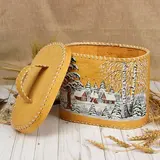 Қыс нан салғыш, боялған, 24×16×20 см, аралас, қайың қабығы  - фото 3