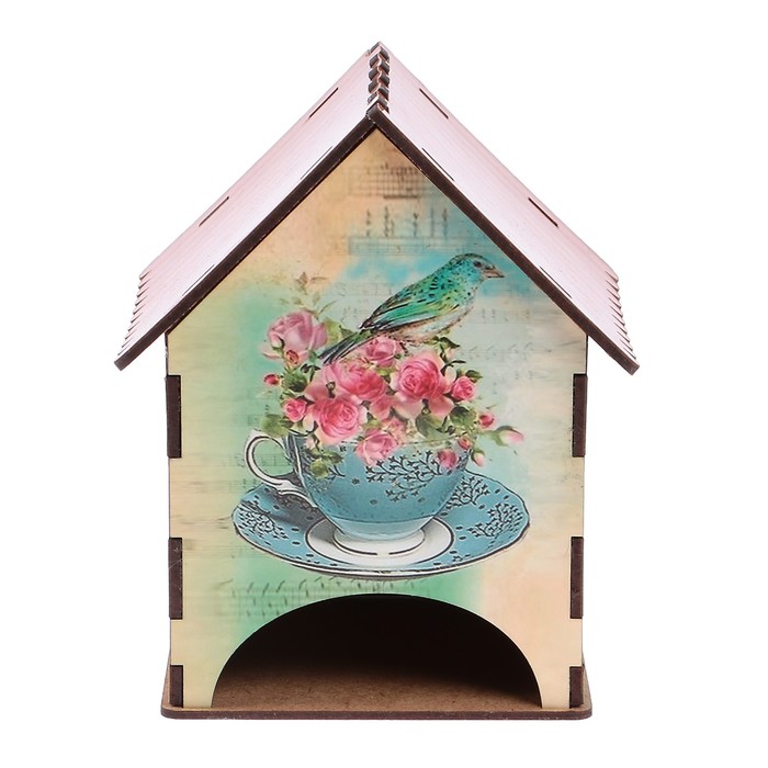 Чайный домик "Домик с розами и птичками" 15х10х10 см 