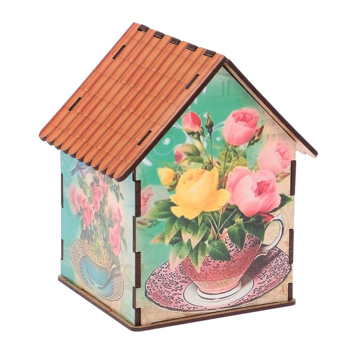 Чайный домик "Домик с розами и птичками" 15х10х10 см 