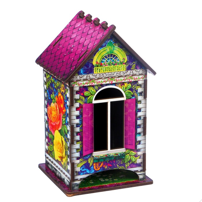 Чайный домик "Домик с цветами", 9,8×9,8×17,4 см 