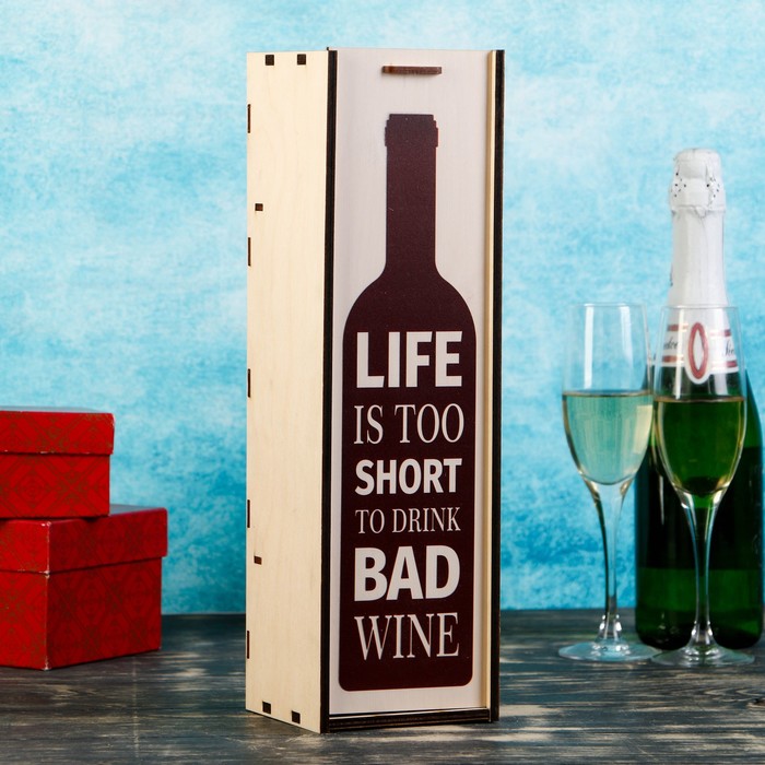 Коробка для бутылки "Бутылка вина", с выдвижной крышкой, 11×11×38 см