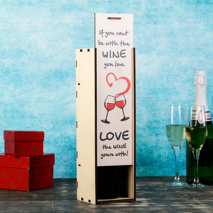 Коробка для бутылки "Love", с выдвижной крышкой, 11×11×38 см