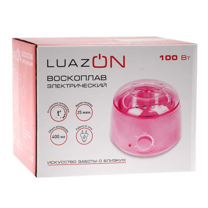 Воскоплав баночный электрический LuazON LVPL-01, 100 Вт, 400 г, регул. темп, розовый 