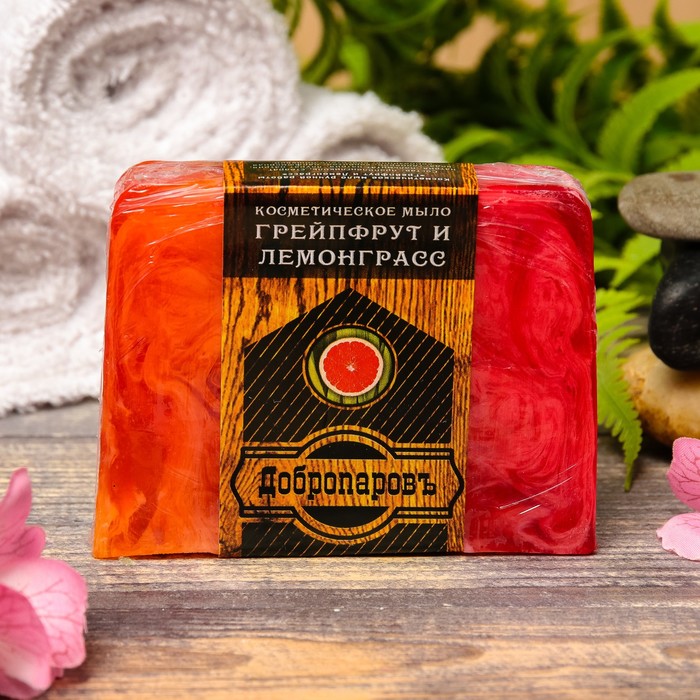 Косметическое мыло для бани и сауны "Грейпфрут и Лемонграсс", "Добропаровъ", 100 гр. 