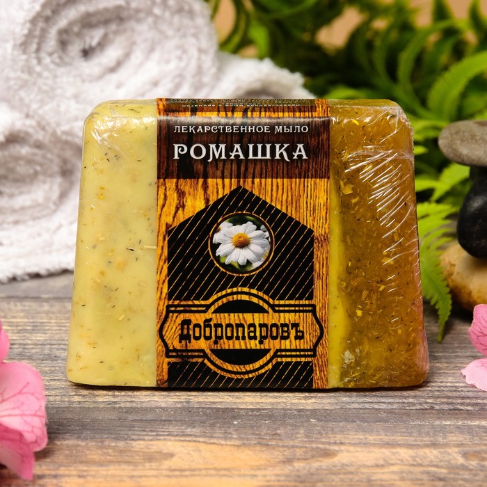 Лекарственное мыло для бани и сауны "Ромашка", "Добропаровъ", 100 гр. 