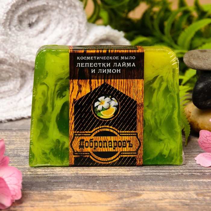 Косметическое мыло для бани и сауны "Лепестки лайма и лимон", "Добропаровъ", 100 гр. 