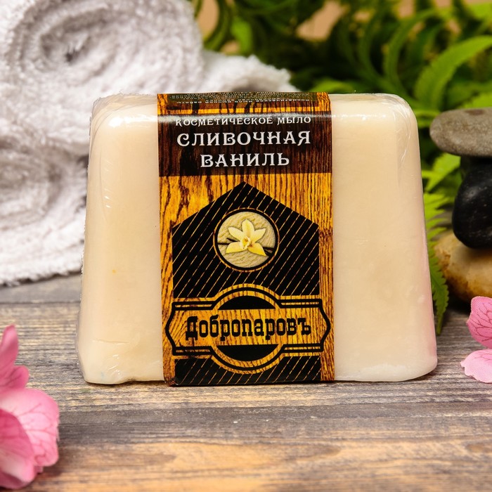 Косметическое мыло для бани и сауны "Сливочная ваниль", "Добропаровъ", 100 гр. 