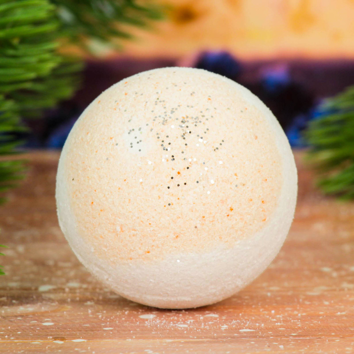 Бурлящий шар с блёстками "Счастливого Нового года" с ароматом волшебного апельсина, бурый мишка 