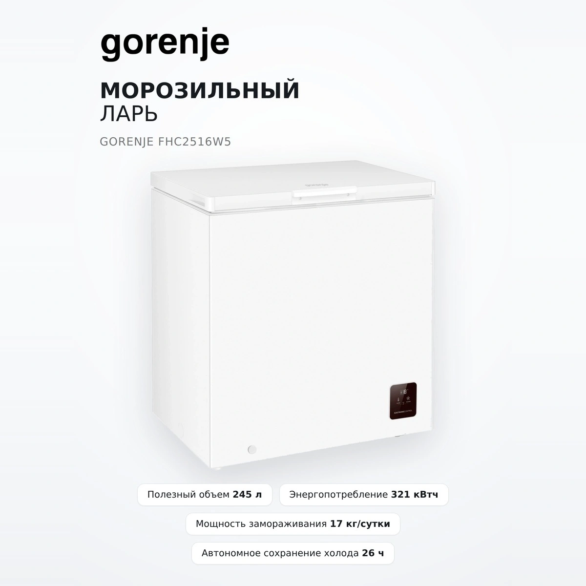 Морозильный ларь Gorenje FHC2516W5 - фото 2