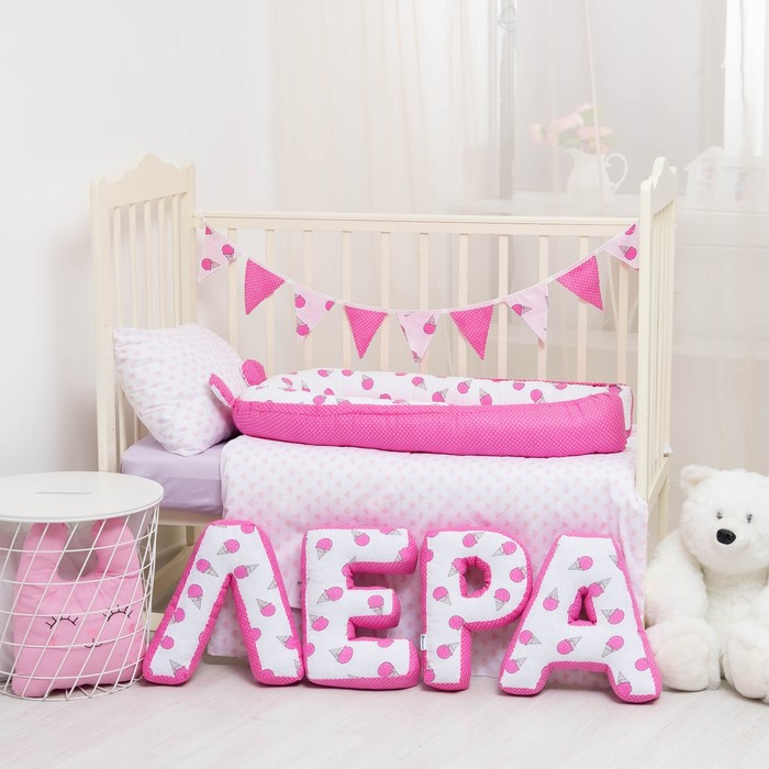 Мягкая буква подушка "Е" 35х25 см, розовый, 100% хлопок, холлофайбер 