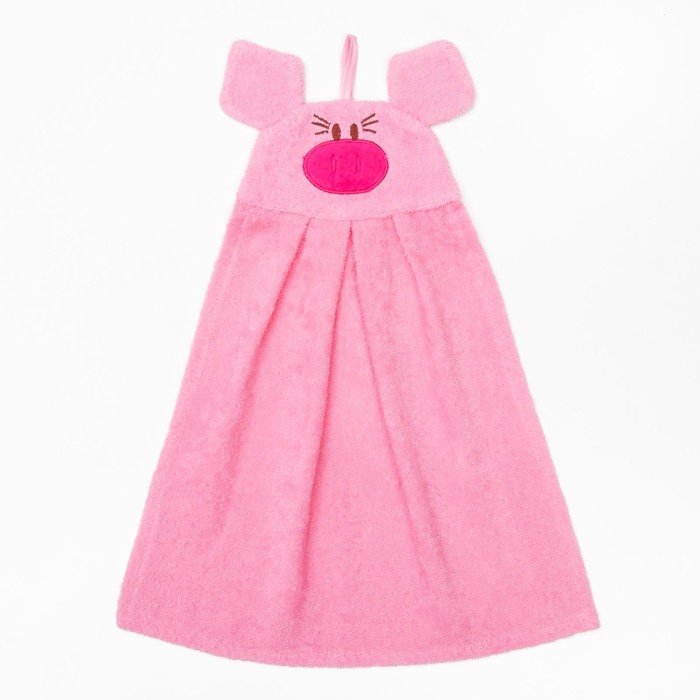 Полотенце-рушник махровый "Хрюша", 43×35 см, розовый, хл100%, 300 г/м² 