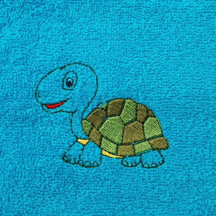 Набор полотенец "Черепаха и рыбка" 30*60 см-2 шт, голубой/фуксия 