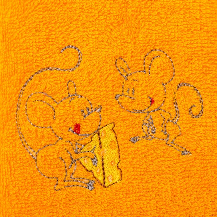 Набор полотенец "Рыбка и мышки" 30*60 см-2 шт, желтый/оранжевый 