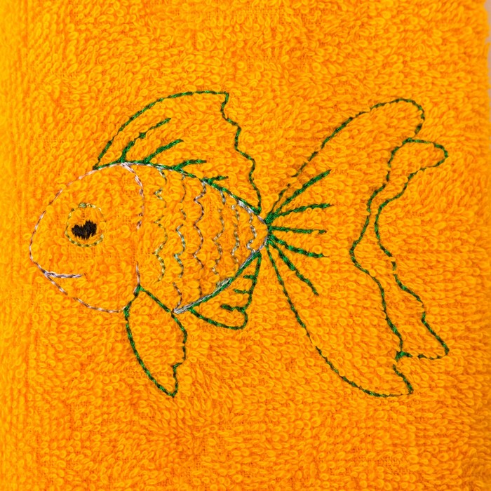 Набор полотенец "Рыбка и ёжик" 30*60 см-2 шт,оранжевый/зеленый 