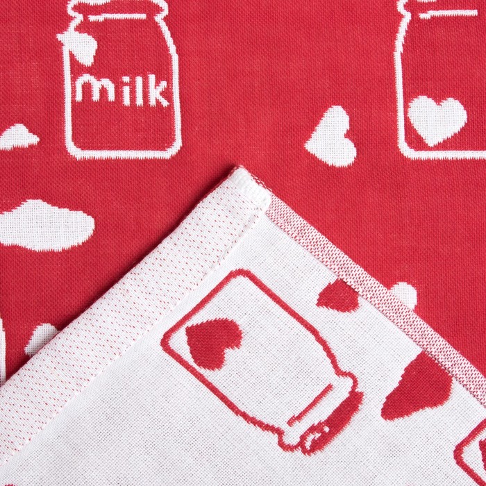 Полотенце двухстороннее Крошка Я"Milk"цв.красный,70х140см,315г/м2,100% хлопок 