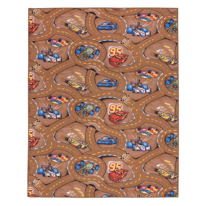 Палас принт Гонки 170, размер 150х200 см, цвет бежевый, полиамид 