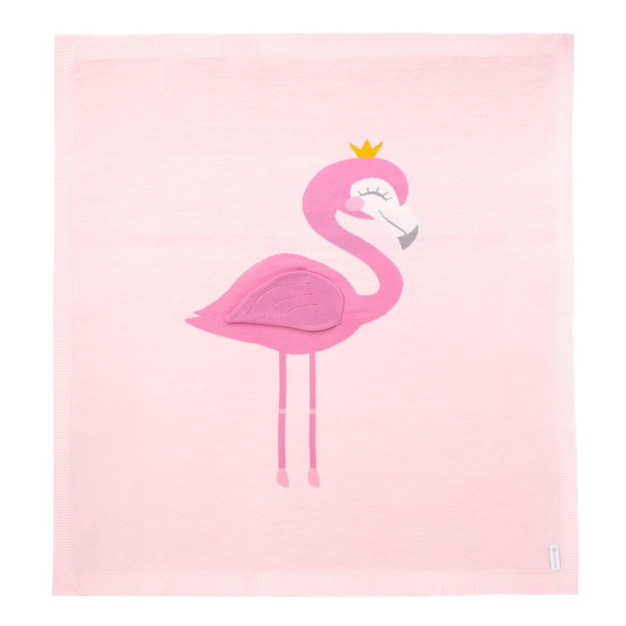 Вязаный плед "Крошка Я" Фламинго, размер 90х90 см, цвет розовый 
