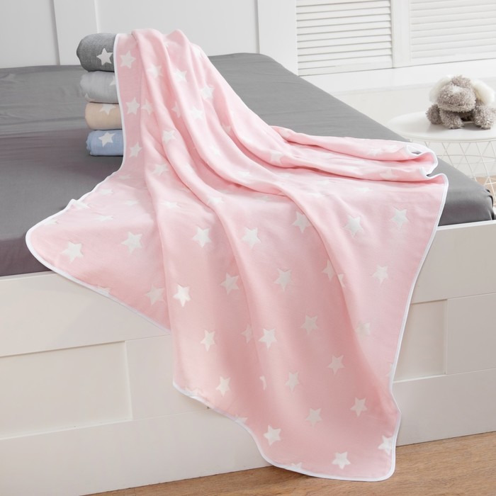 Одеяло детское «Крошка Я» Розовые звёзды 140×200, жаккард, 100% хлопок 
