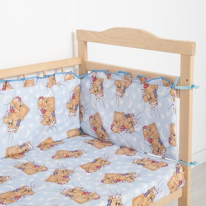 Комплект в кроватку "Спящие мишки" (6 предметов), цвет голубой 615/1 