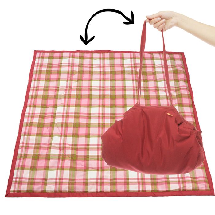 Коврик-сумка, размер 110х110 см (сумка 45х35 см), бордовая клетка KTR02-013 