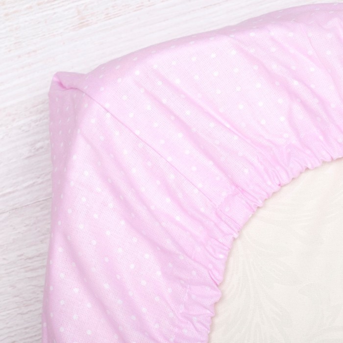 Комплект в кроватку (4 предмета), диз. совята с горошком на розовом,  синтепон 