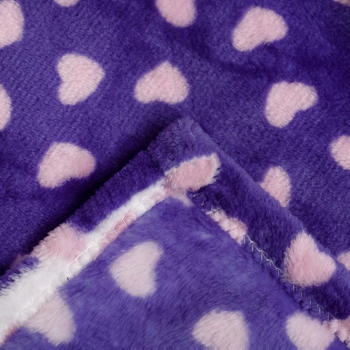 Плед «Сердечки» цвет фиолетовый 80×100 см, пл. 230 г/м², 100% п/э 