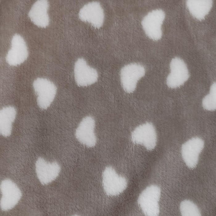 Плед «Сердечки» цвет серый 130×160 см, пл. 230 г/м², 100% п/э 