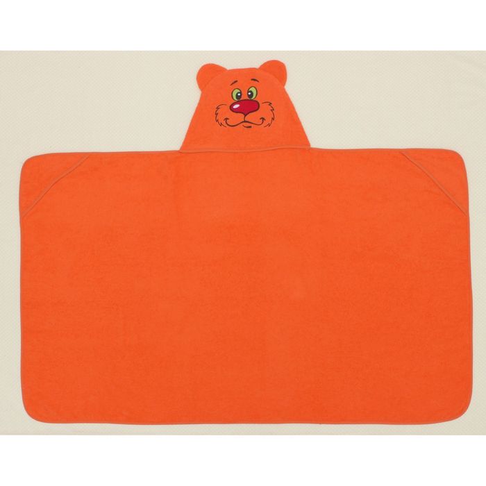 Полотенце-накидка махровое мишка, 75×125 см, оранж, Хл, 300 г/м² 