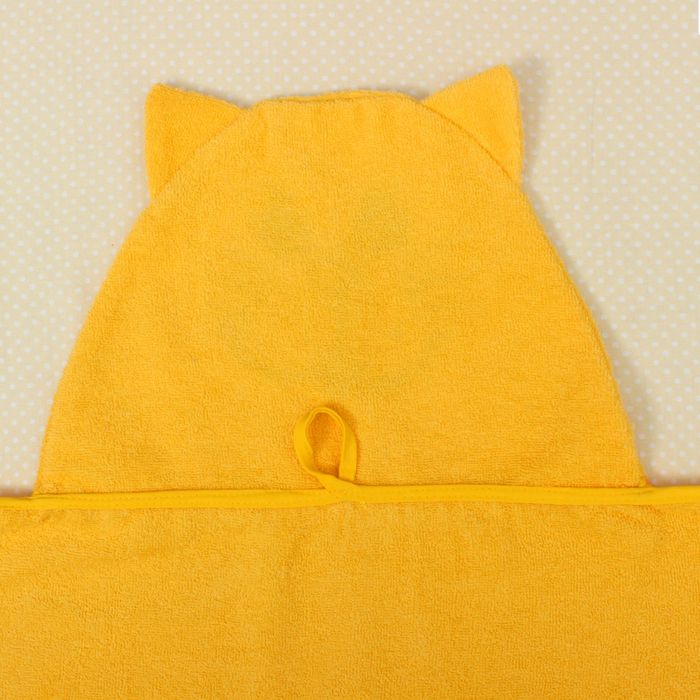 Полотенце-накидка махровое котик, 75×125 см, желтый, Хл, 300 г/м² 
