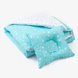 Комплект в кроватку (Одеяло детское, подушка фигурная) Серый/Бирюзовый 