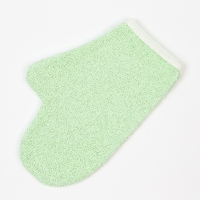 Набор для купания (полотенце-уголок, рукавица) с вышивкой "Мишка", размер 100х110 см, цвет зелёный (арт. К24/1) 