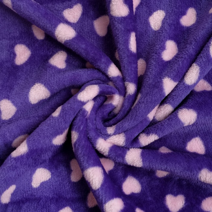 Плед «Сердечки» цвет фиолетовый 160×200 см, пл. 230 г/м², 100% п/э 