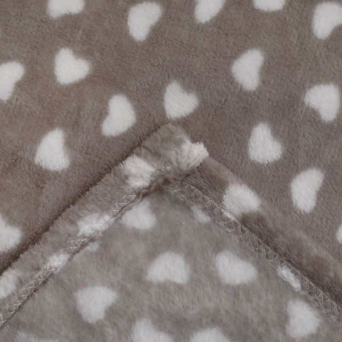 Плед «Сердечки» цвет серый 160×200 см, пл. 230 г/м², 100% п/э 