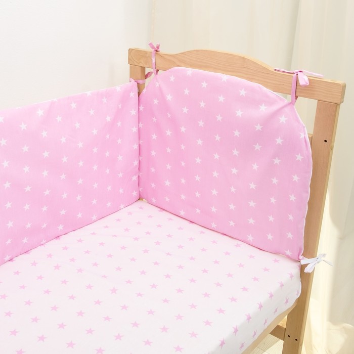 Борт в кроватку "Мечта", из 4-х частей, чехлы съемные, цвет розовый, бязь хл100% 