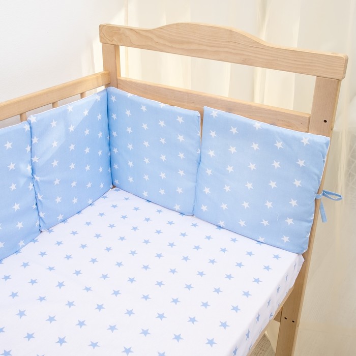 Борт в кроватку "Подушечки", из 4-х частей, чехлы съемные, цвет голубой, бязь хл100% 