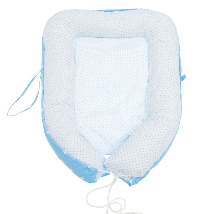 Гнездышко-кокон для малыша "Комфорт", размер 100х72 см, цвет голубой/белый К41/2 