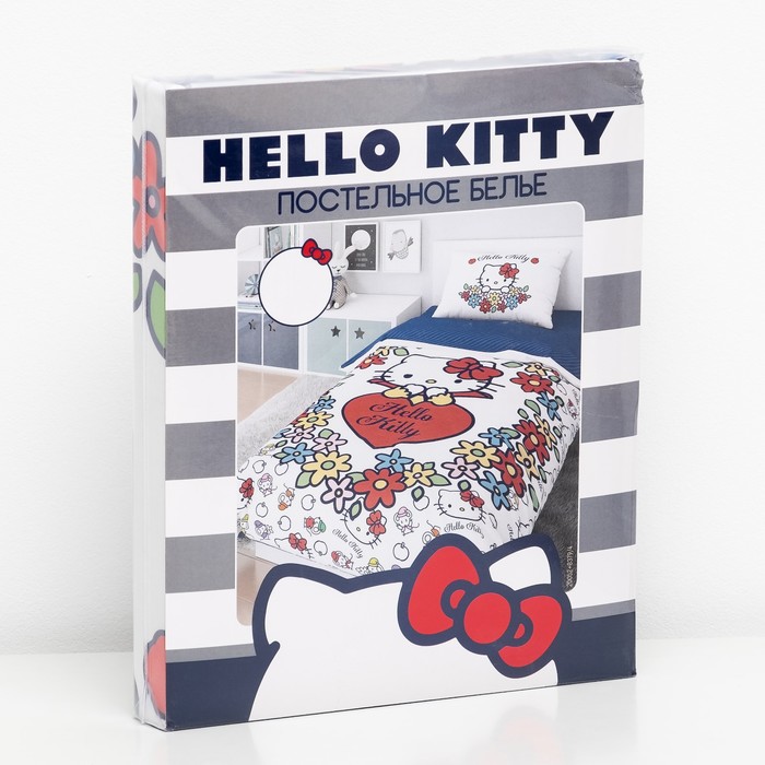 Детское постельное бельё Hello Kitty 1,5 сп, цвет белый, 148х210, 148х215, 50х70 