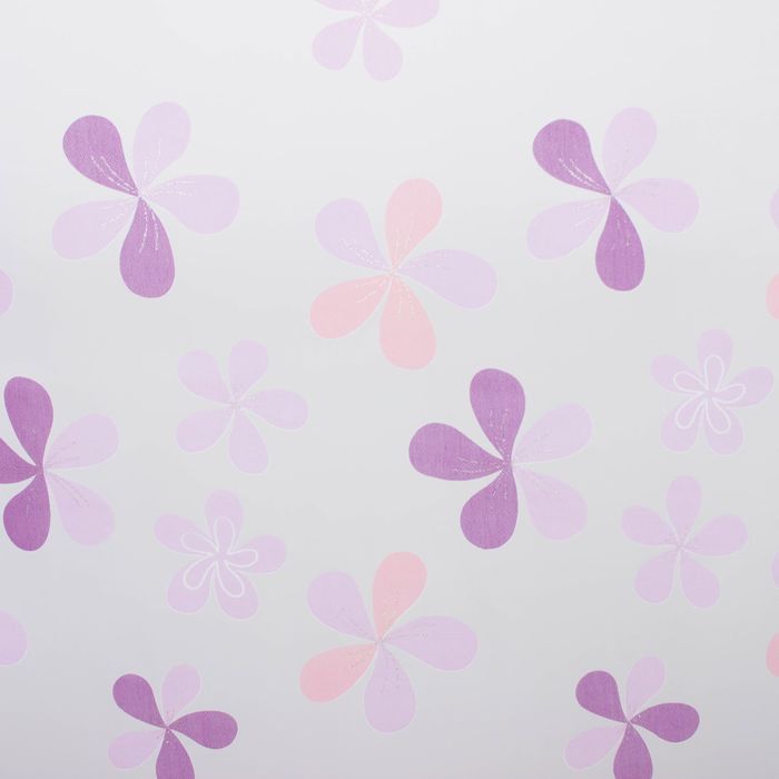 Тюль "Этель" Цветы лета (цвет розовый) без утяжелителя, ширина 135 см, высота 270 см 