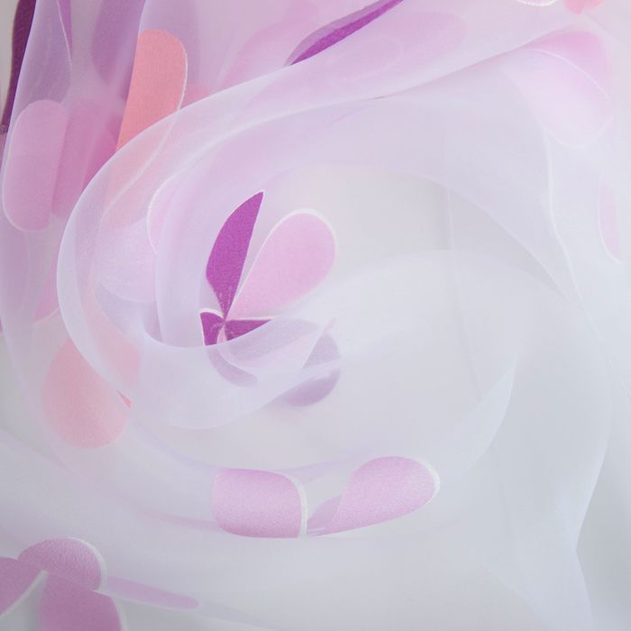 Тюль "Этель" Цветы лета (цвет розовый) без утяжелителя, ширина 250 см, высота 270 см 
