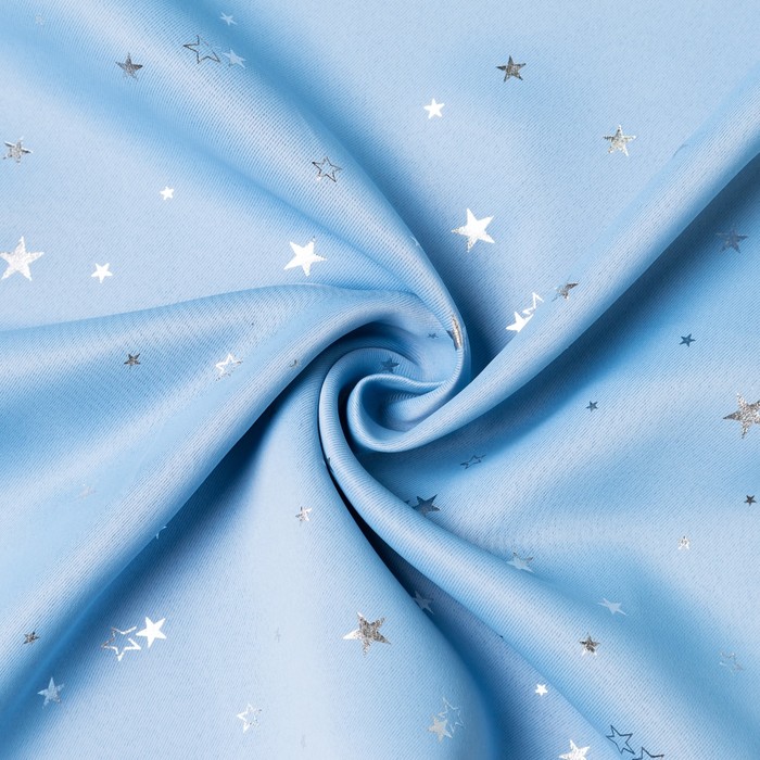 Портьера Крошка Я «Звезды» без держателя цвет голубой, 170×260 см, блэкаут, 100% п/э 